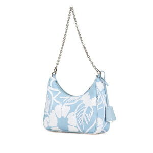 Prada Handbag Canvas Edition Embroidered Bag Chain Shoulder Re Blue